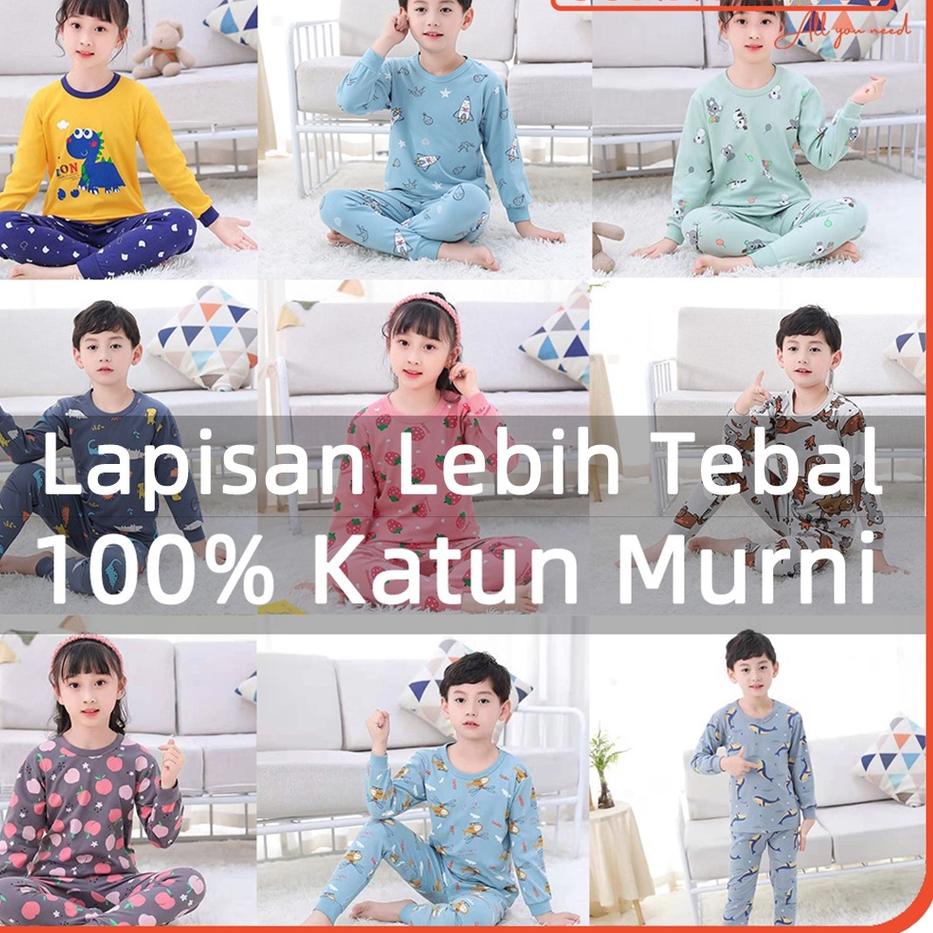 【MALL】 Setelan Baju Tidur Anak Kecil Motif Lucu Piyama Lengan Panjang Unisex Cewek Cowok Piyama anak