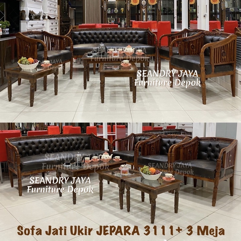 SOFA KAYU JATI UKIR JEPARA/MEJA KACA/CLASIK MINIMALIS/JAKARTA/CISALAK/BEKASI/SAWANGAN/CINERE/GANDUL/