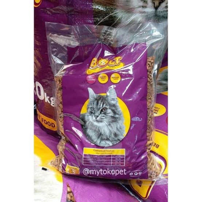 Makanan Kucing Bolt Repack 1kg / Bolt Makanan Kucing / Makanan Kucing Bolt Ikan Donut