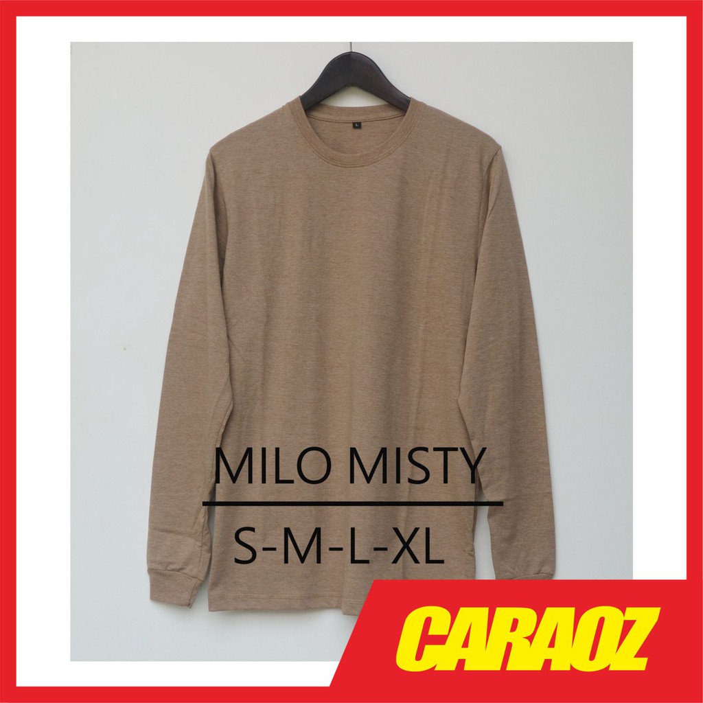 Kaos Polos Ls Milo Misty Baju Polos Coklat Muda Lengan Panjang Shopee Indonesia