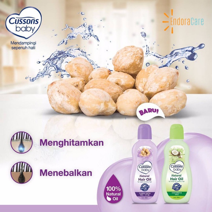 [100ML] Cussons Baby Natural Hair Oil Candle Nut | Hair Oil Coconut - Minyak Rambut Bayi 100ml_Cerianti