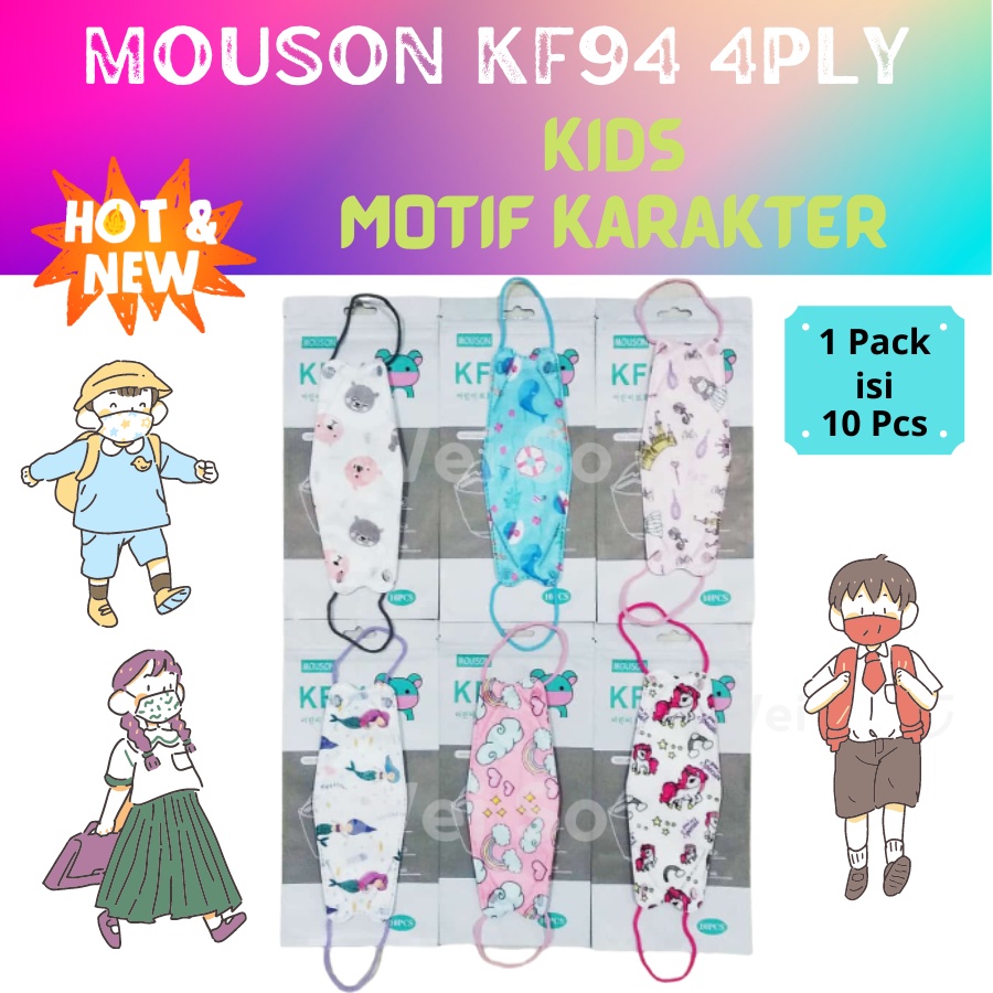 Mouson KF94 Kids Karakter Motif Anak 4PLY Mask KF 94 Masker Korea Lembut Isi 10pcs