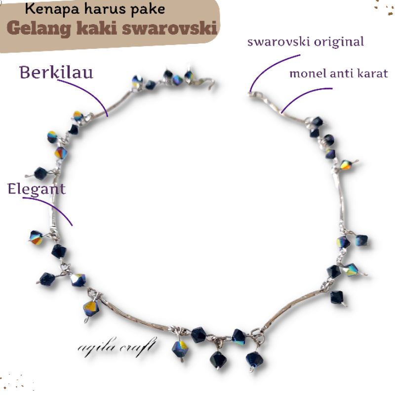 GELANG KAKI  SWAROVSKI AUSTRI KERUCUT 4MM