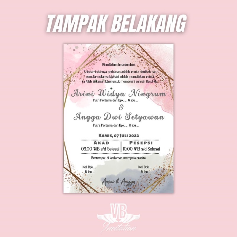 Undangan Pernikahan Elegan, Unik, Murah ,Bahan Tebal dan halus