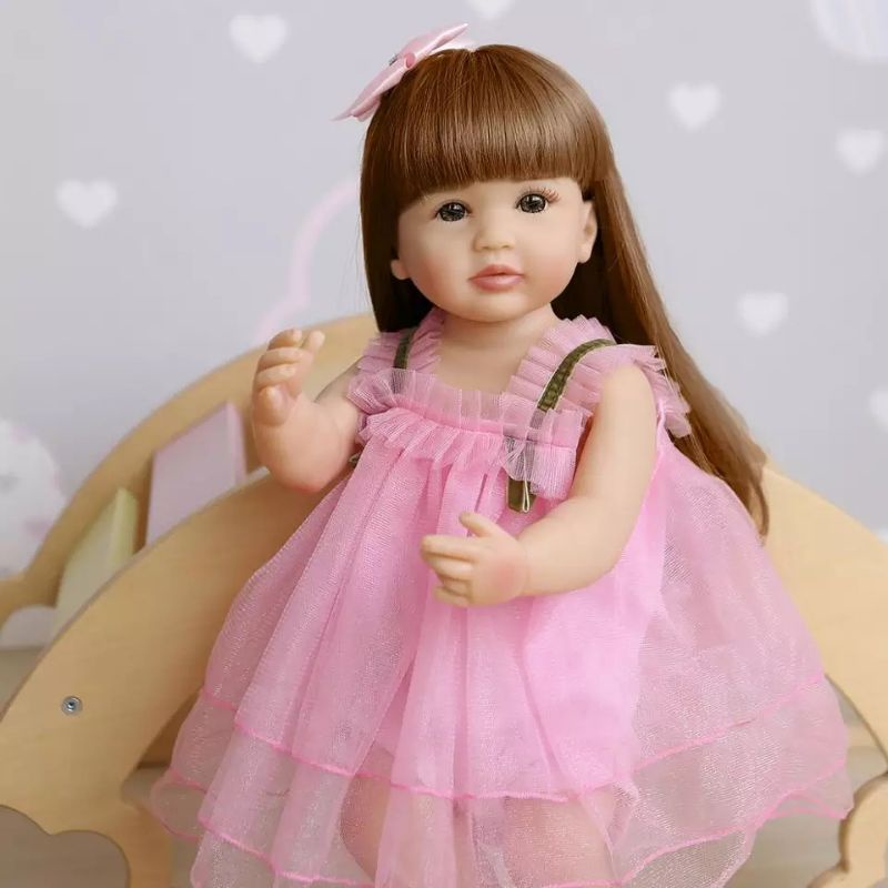 Boneka full silicone silikon vinyl 55 cm reborn baby girl doll kado ultah anak