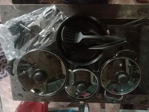 Teflon Panci Set Warna Cookware Set Frypan Saucepan Milkpot Free Spatula 6pcs Ibu-ibu Wajib Punya!!