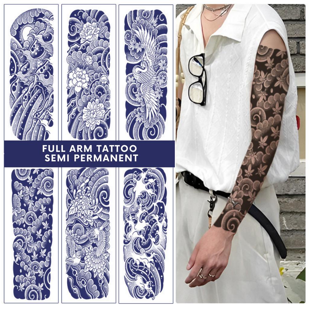 Stiker Tato Full Arm | Fruit Ink | Semi Permanen 46x15.5 cm | Waterproof | Tato Tahan Lama