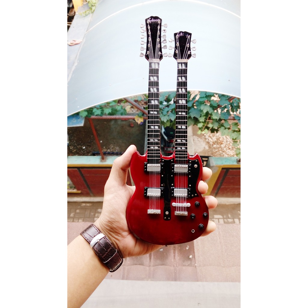 Miniatur Gitar Gibson EDS 1275 Double Neck Jimmy Page Signature