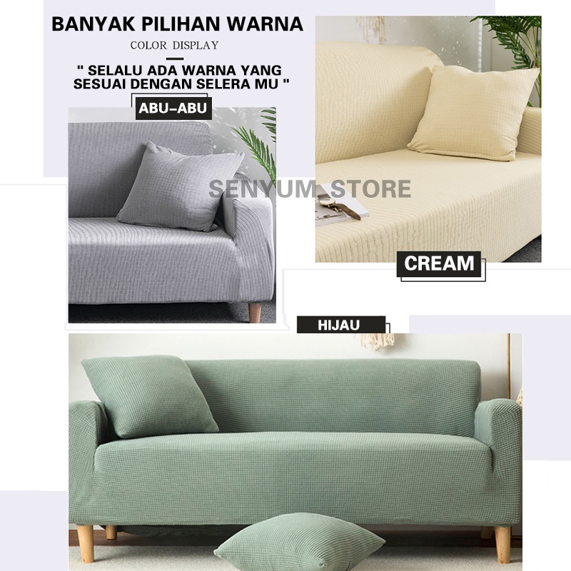 Cover sofa Sarung Sofa sofa elastis Anti Slip Penutup Sofa Tebal  Warna Solid Seater 1/2/3/4