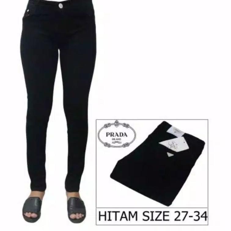 Top Produk.. YANG LAGI HITZ PRADA Celana Jeans Panjang Wanita Skinny Big Size Jumbo Cewek