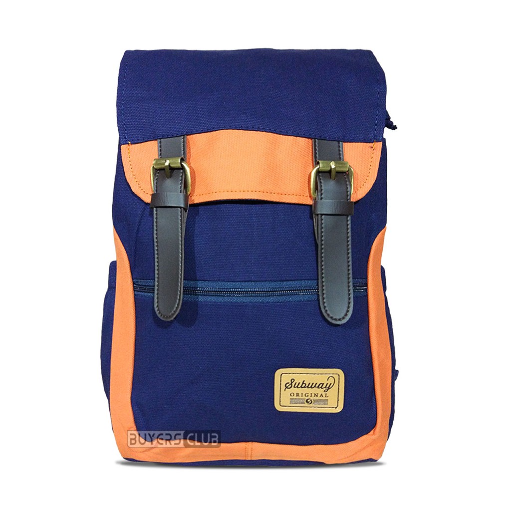 Tas Ransel Subway - Backpack Wanita Vintage Punggung Polos Kombinasi