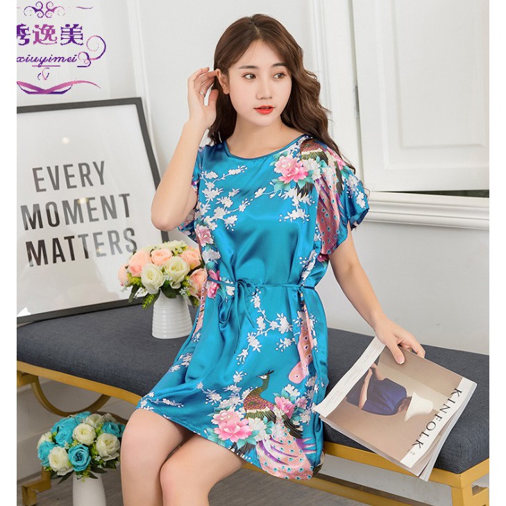 Baju Tidur Daster Satin Korea Fashion MERAK Wanita Peacock Babydoll Fashion Silk Sleepwear-SKY BLUE
