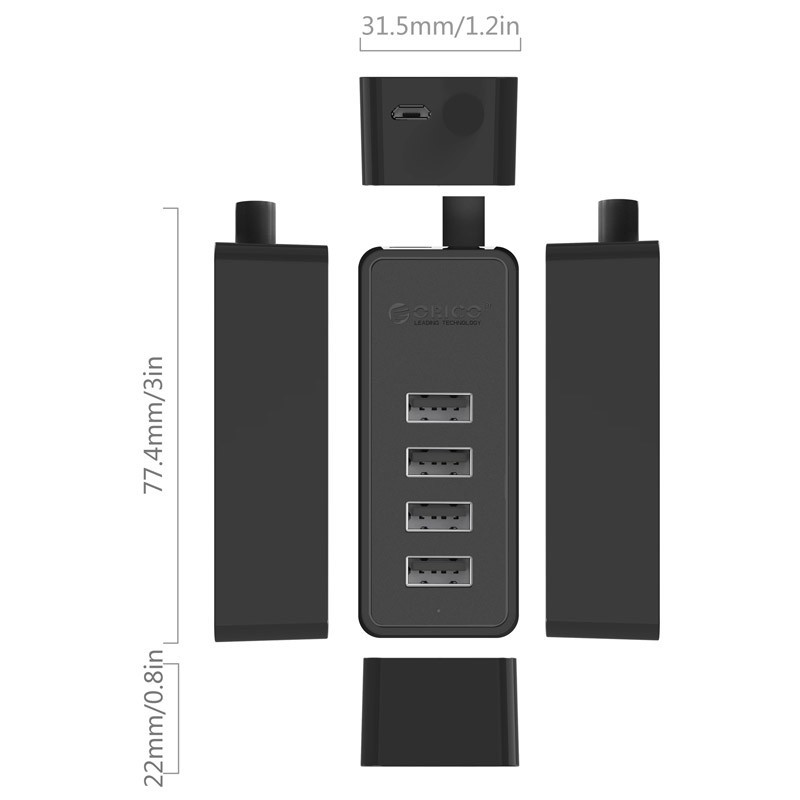 ORICO W5P-U2-030 USB2.0 Desktop HUB - 30cm USB HUB 4 PORT