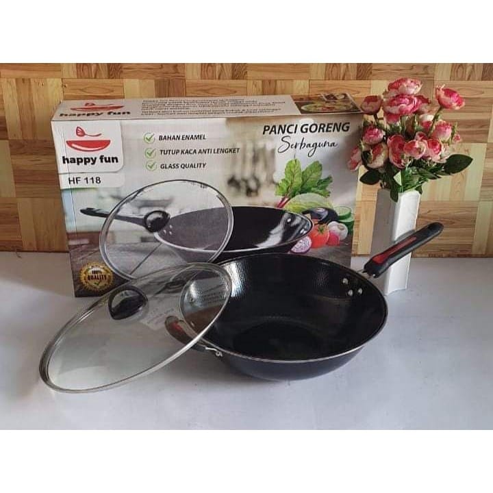 WAJAN PLUS TUTUP HAPPY FUN/Panci Serba Guna/Panci goreng Serba Guna