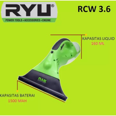 RYU Cordless Window Cleaner 3.6V - Mesin Pembersih Kaca Portable Tanpa Kabel RCW 3.6