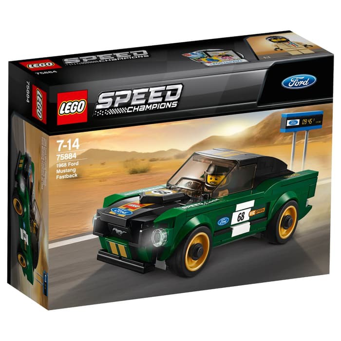 LEGO Speed Champions, mainan lego mobil balap 1968 Ford Mustang Fastback