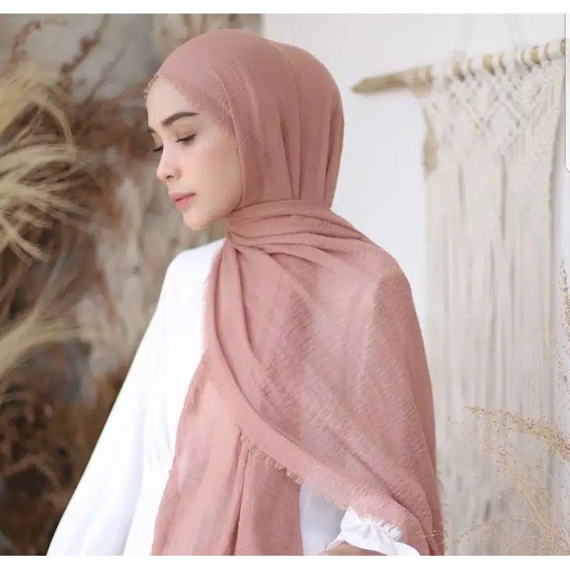 Termurah Pashmina Crinkle Azara / Pashmina Crinkle / Crinkle Azara-Baby Salmon