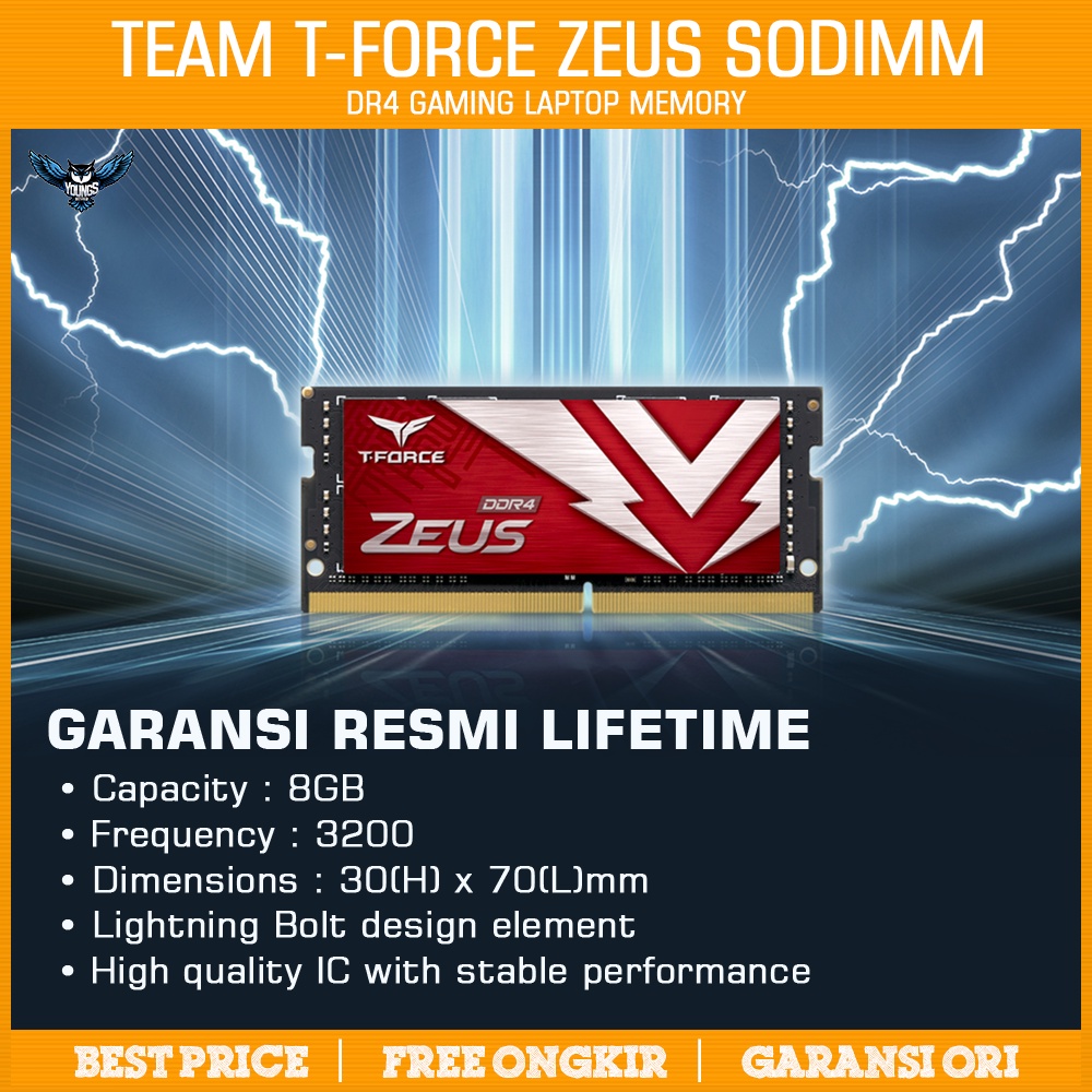 Ram Laptop Team T-Force Zeus DDR4 8GB 3200 Single Sodimm Heatsink