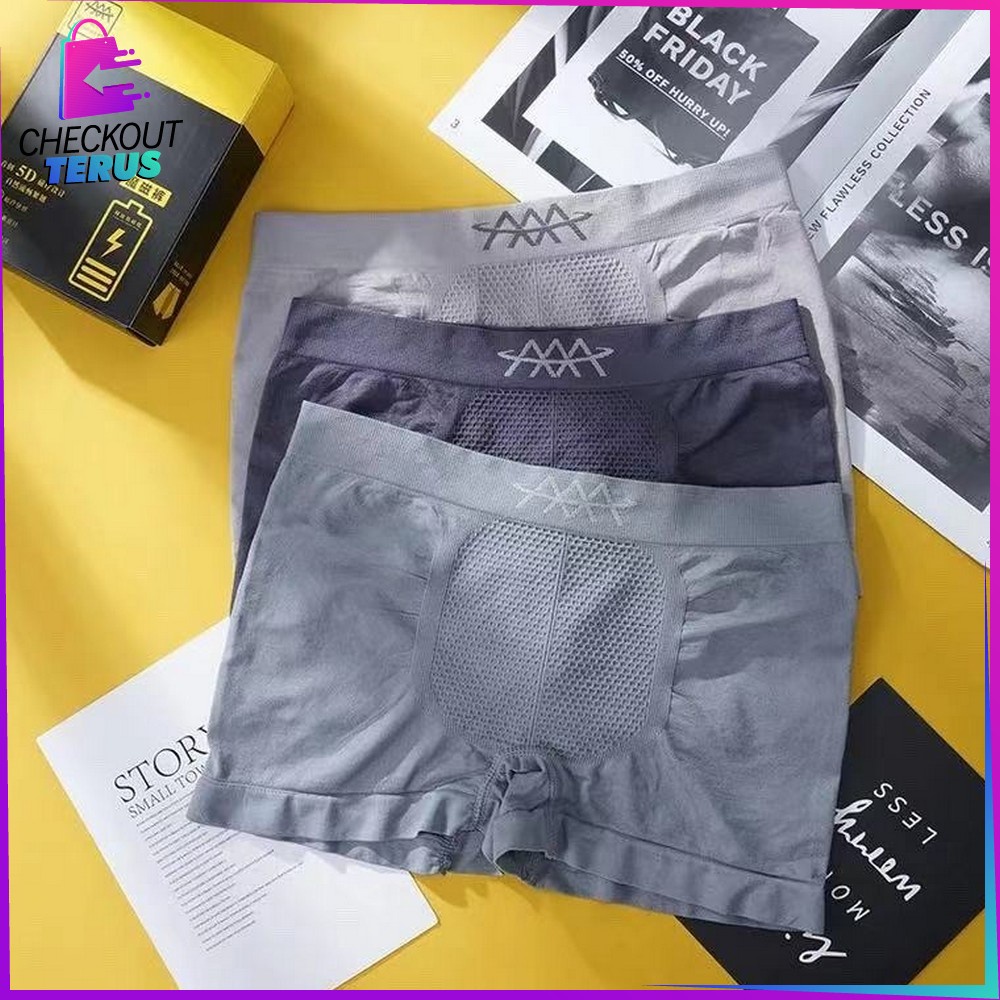 CT P118 Celana Pendek Boxer Pria Dewasa 3IN1 Celana Dalam Laki Laki Petak CD Pria Men Underwear Boxer Cowok Dewasa Kolor Pria Sempak Laki Laki Dewasa