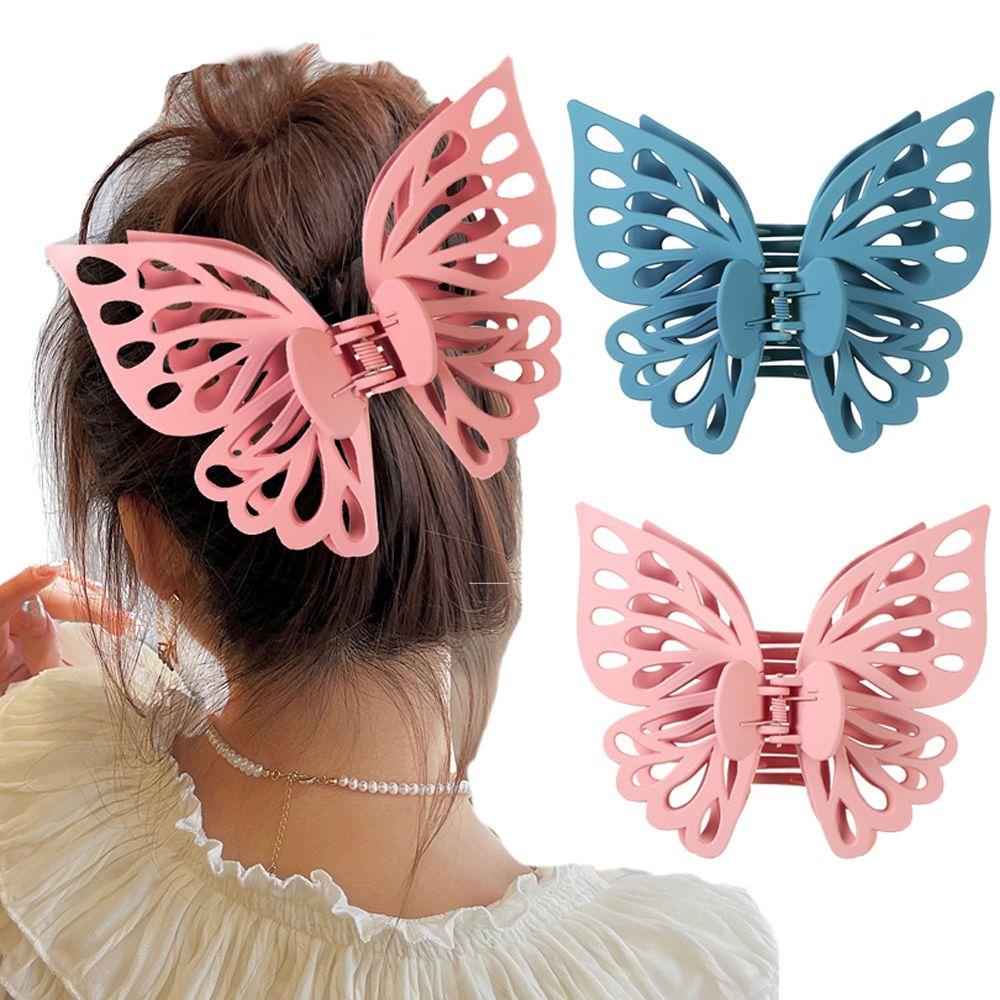Agustina Wanita Cakar Rambut Hiasan Kepala Rambut Manis Jepit Kupu-Kupu Temperamen Besar Hiu Klip