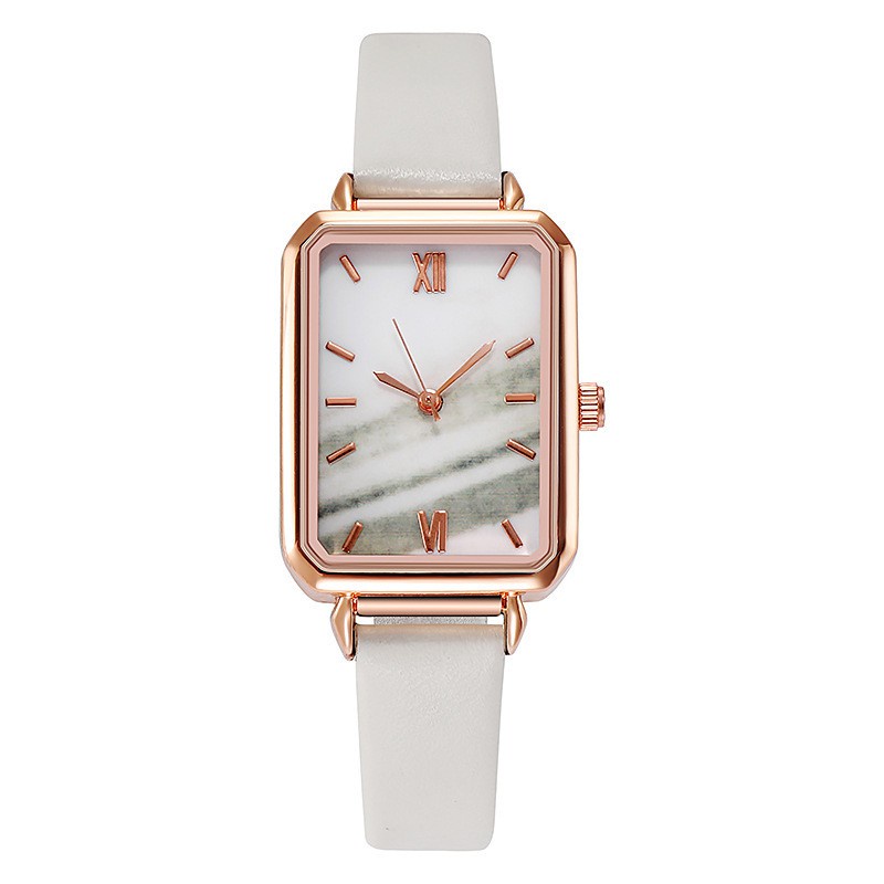 [DGS] Jam Tangan Kecil Wanita Dial Kotak Gradasi Analog Quartz Strap Pu Leather Fashion Import murah