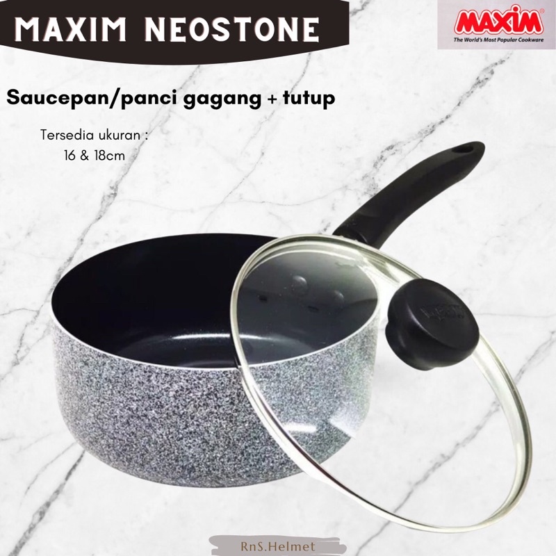 Saucepan Maxim neostone/panci gagang tutup kaca/panci indomie
