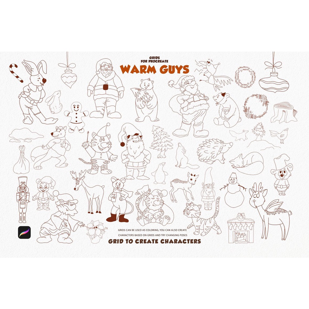 Procreate Brush - Warm Guys Grid for Procreate