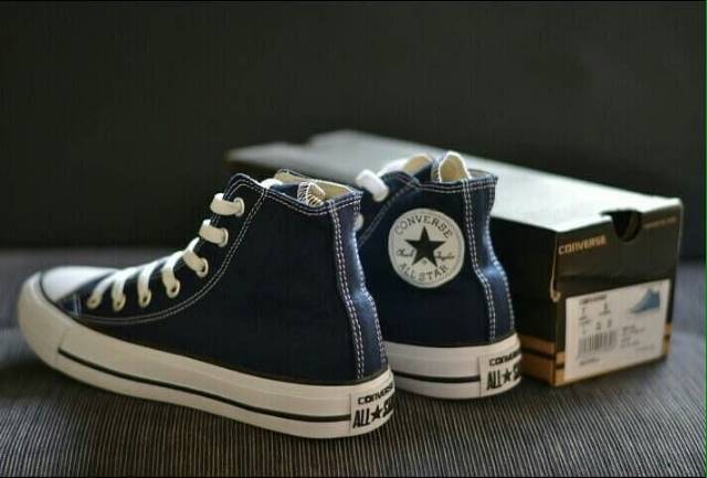 Sepatu Converse Allstar High Tinggi Hitam Putih Navy Sneakers Casual Kado Pria Wanita Terlaris Murah