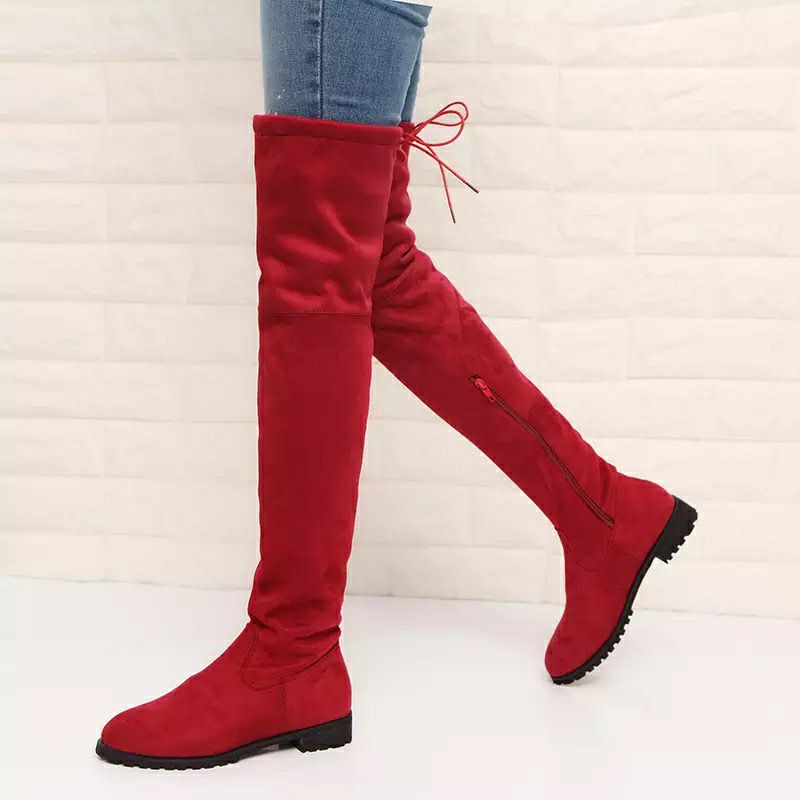 over knee suede boots flat