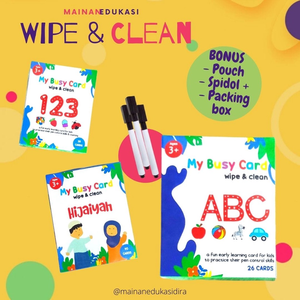 WIPE AND CLEAN WORKSHEET KARTU PINTAR HURUF ALPHABET ANGKA HIJAIYAH BUSY BOOK ACTIVITY WORKBOOK MAIN