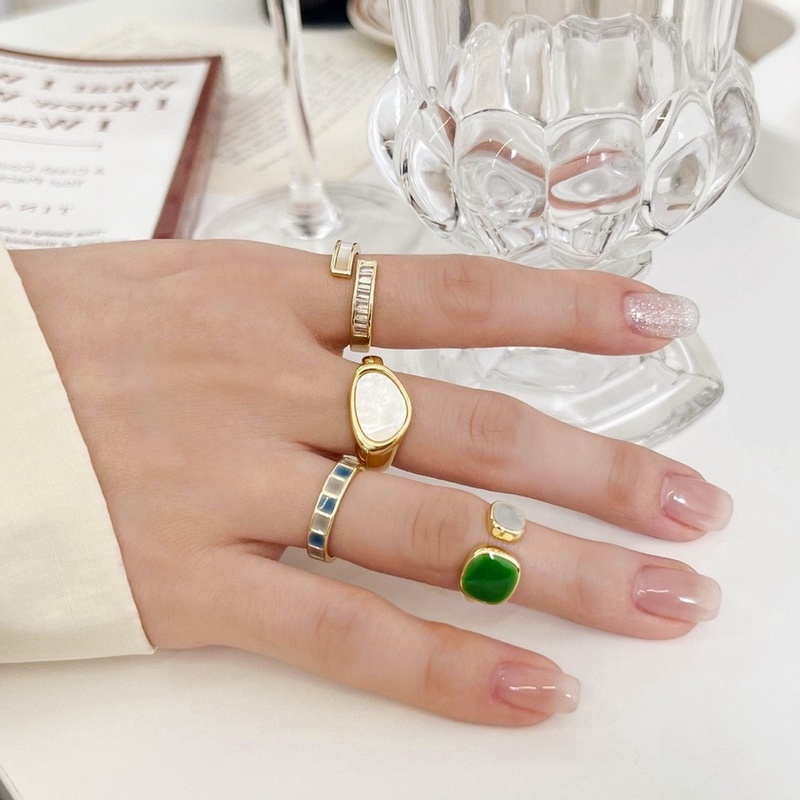 Cincin Model Terbuka Lapis Ganda Gaya Korea Untuk Wanita