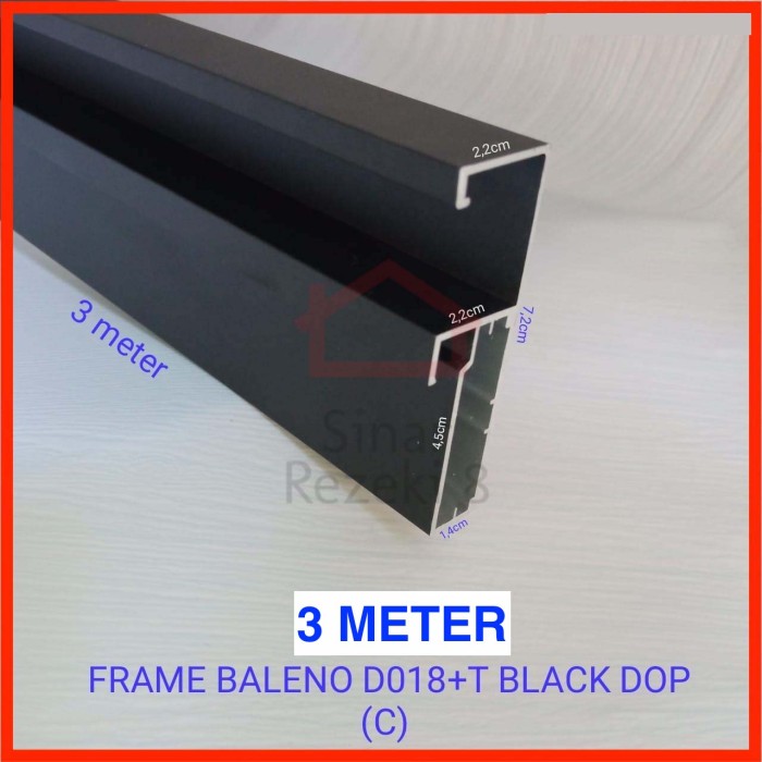 Frame Alumunium Handle HITAM Profil Lis Kaca Lemari Bingkai Frame Kitchen Set Minimalis FHD 130