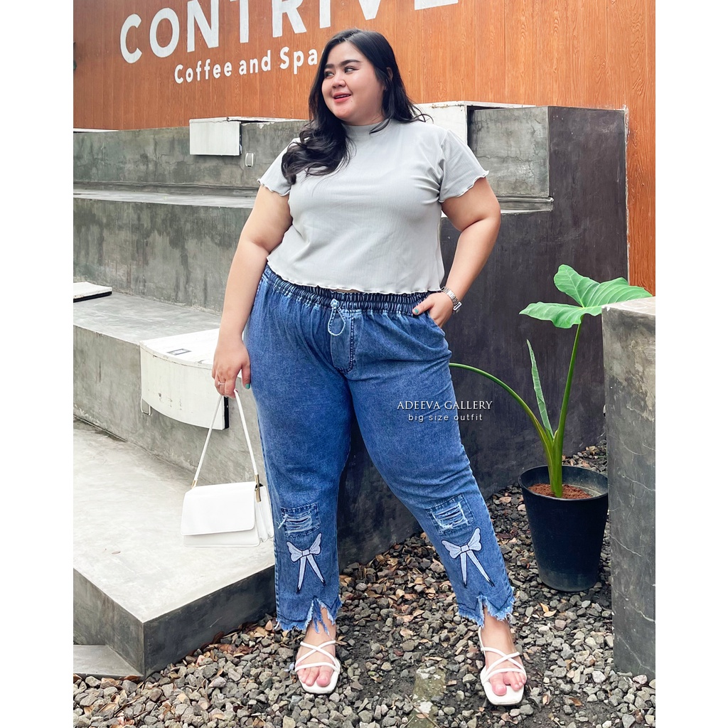 ADEEVA Claudya Pants Super Jumbo Celana Jeans Wanita Jumbo