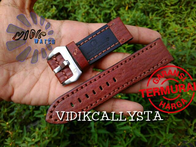 STRAP EXPEDITION / TALI KULIT EXPEDITION 24 LOGO PREMIUM HITAM COKLAT TUA