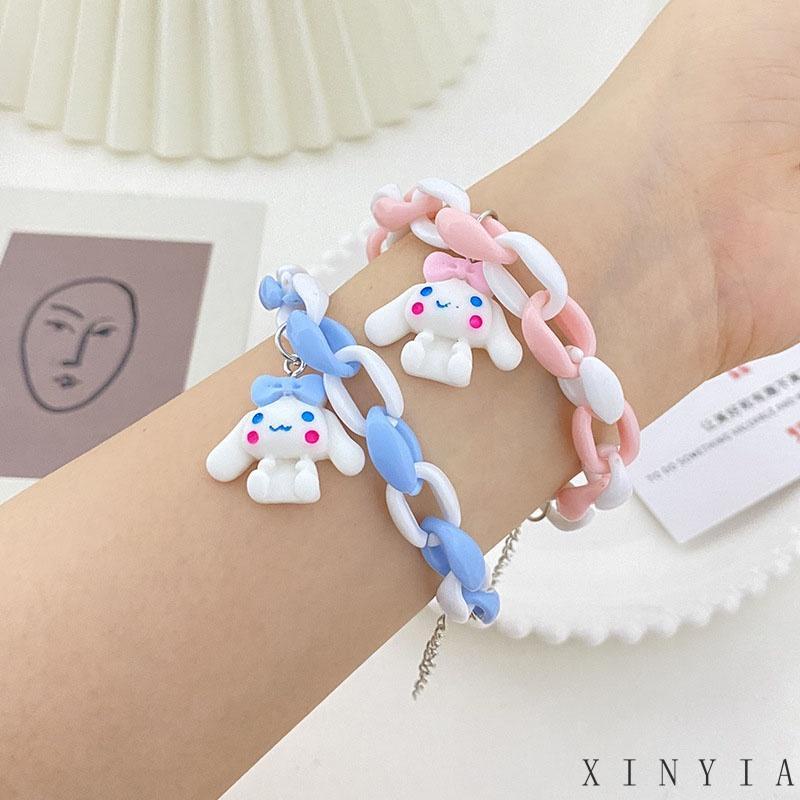 Xia.id Gelang Tangan Pasangan / Pria / Wanita Desain Kartun Telinga Anjing Besar Lucu Warna Pink / Biru