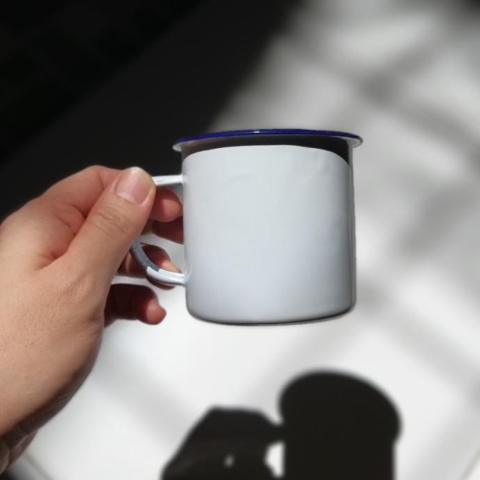 mug enamel polos kaleng putih cangkir jadul/jadoel gelas blirik
