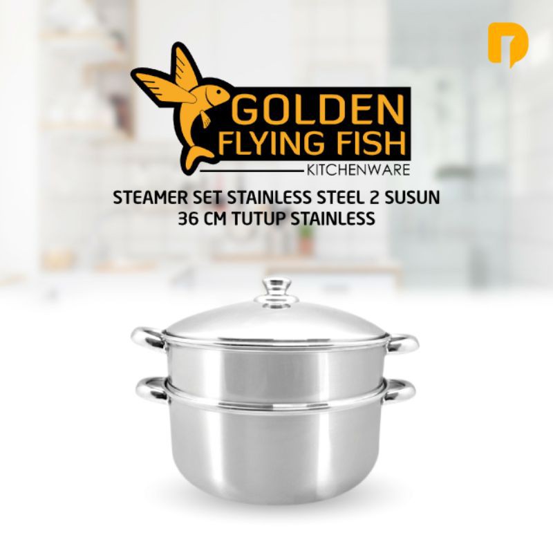 Panci Kukus Steamer Golden Flying Fish 2 Susun Ukuran 36