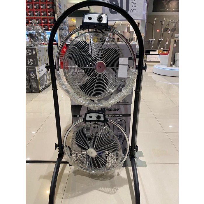 Sion | Krisbow Kipas Angin Berdiri Tornado Industrial Double Fan 40 Cm 16Inch