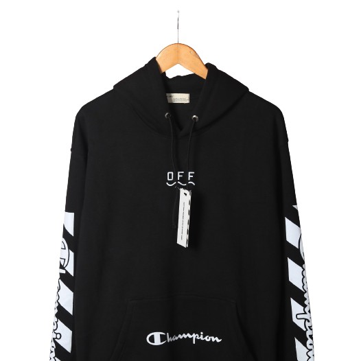 Jaket Sweater Hoodie OFF WHT CHAMP  – Black Edition Fashion Trendy Casual Pria Good Brand Quality St