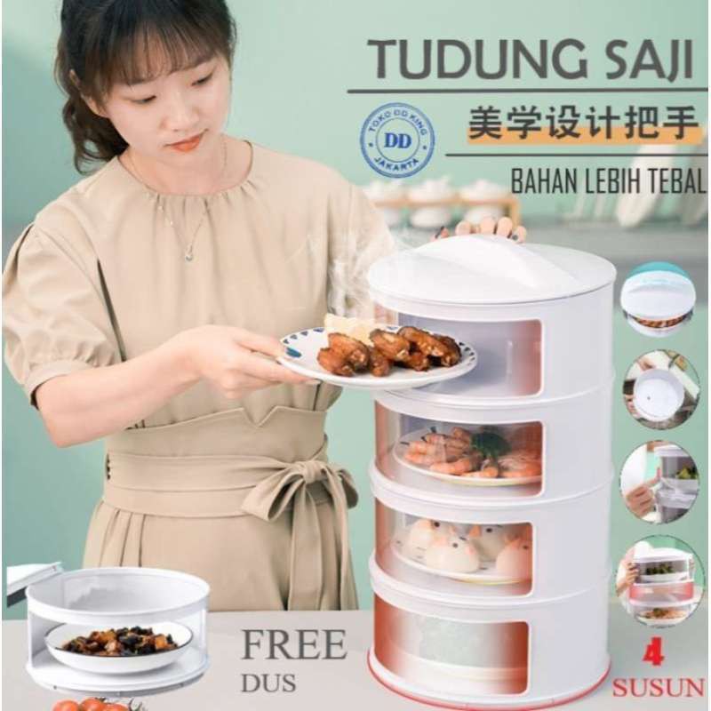 Rak Tudung Saji Tingkat Makanan Lauk 4 Susun Penutup Masakan