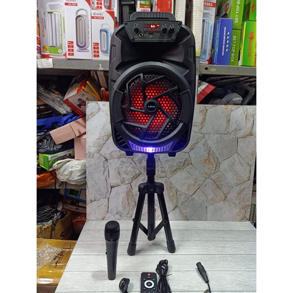 SPEAKER BLUETOOTH KARAOKE FLECO F 8863 STAND PLUS MIC &amp; REMOTE CONTROL