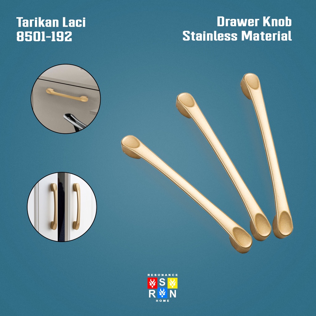 Tarikan Laci Coating Gold 8501-192 / Handle Gagang Pintu Laci Lemari Resonance Home