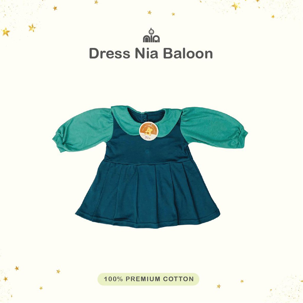 Promo !! Dress Bayi Nia Baloon Premium/dress bayi nia premium lengan panjang /dress bayi murah bahan cotton