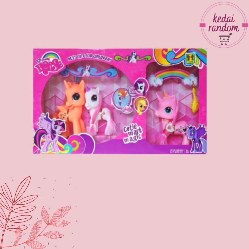 Tomindo mainan boneka - little pony isi 3 pcs (1138) maenan mainan anak perempuan kuda poni cewe