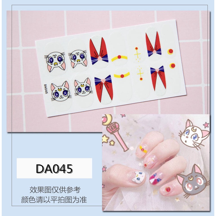 DA 14Pcs/Set Stiker Kuku Desain Bermotif High End Berlian Mutiara Permata Warna-Warni Untuk Tempel Tahan Air Tahan Lama Menicure Stickers Korea Self Adhesive Fashion Sticker kuku Full Aksesoris Dapat Kupas Mudah Digunakan Dan Dilepas Anti Air Nail Art