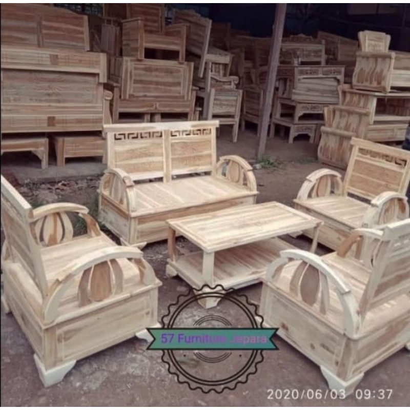 Meja & Kursi Kayu Jati Jepara - Meja Kursi Ruang Tamu Jati Mentahan