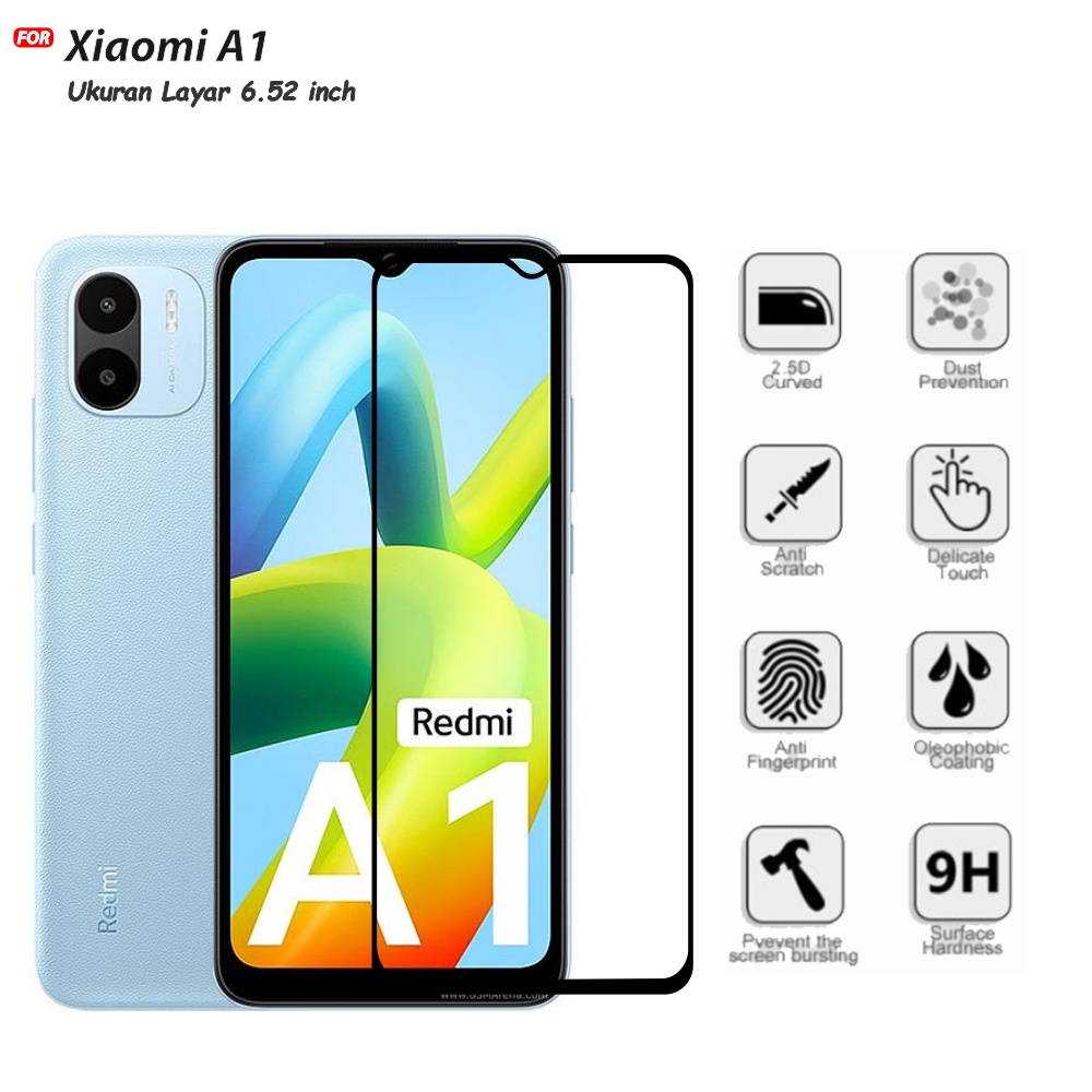 Tempered Glass Full Xiaomi Redmi A1 Anti Gores Kaca Full Layar