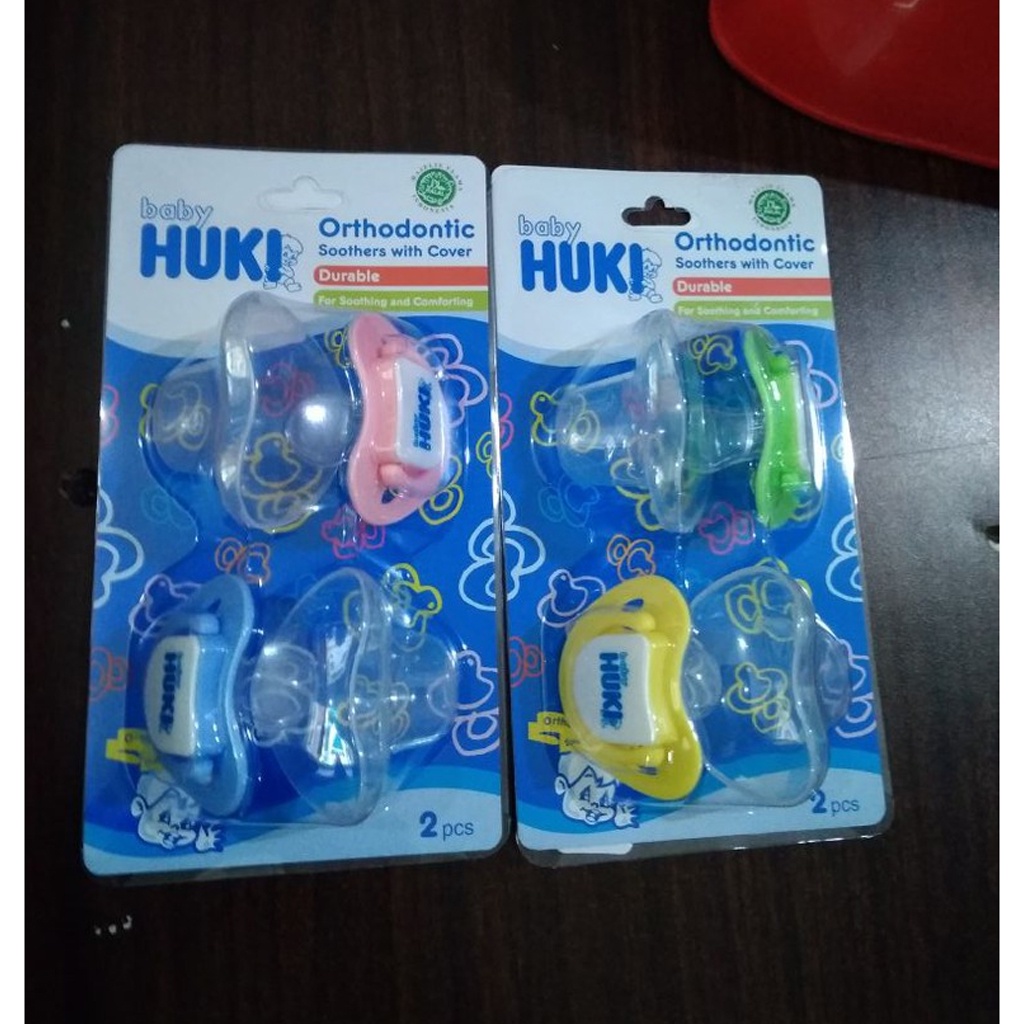 Empeng Bayi Huki 1 set isi 2 Baby Pacifier Baby Huki Orthodontic Soothers with Cover
