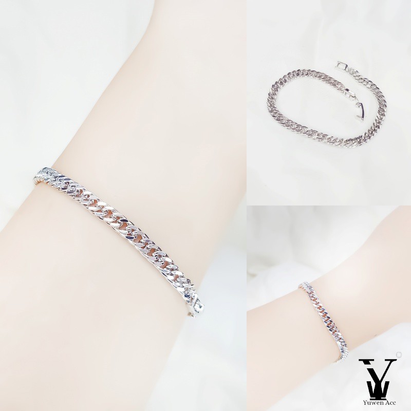 Gelang Titanium Dewasa Sisik Padat Naga Silver