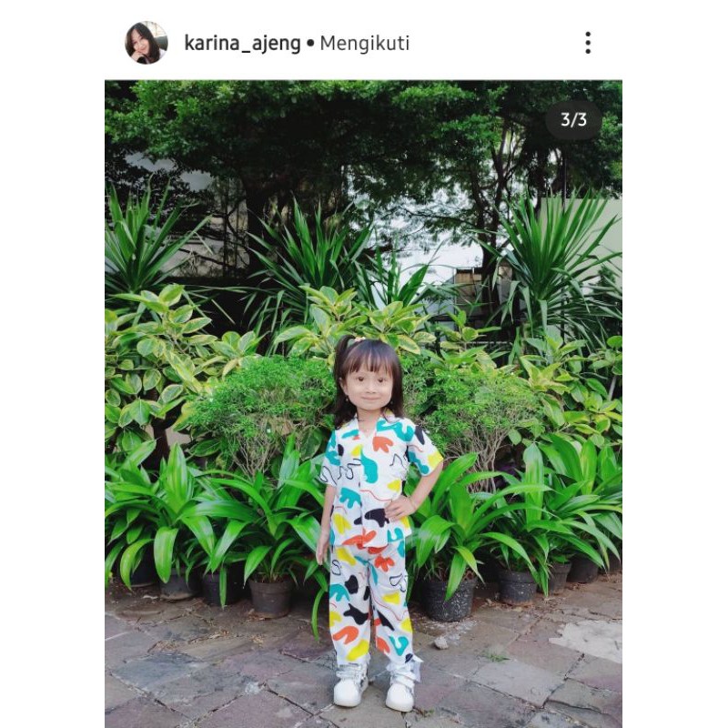 Setelan baju piyama anak rayon / baju pendek celana panjang / baju tidur anak